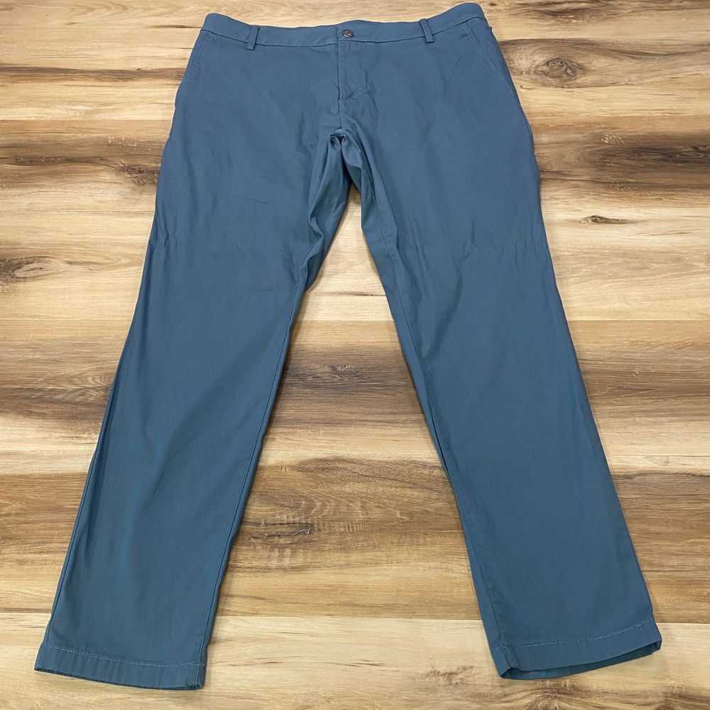 Birddogs Chino Pants 34x30 Lined Performance Cotton Blend Slim Blue Grey